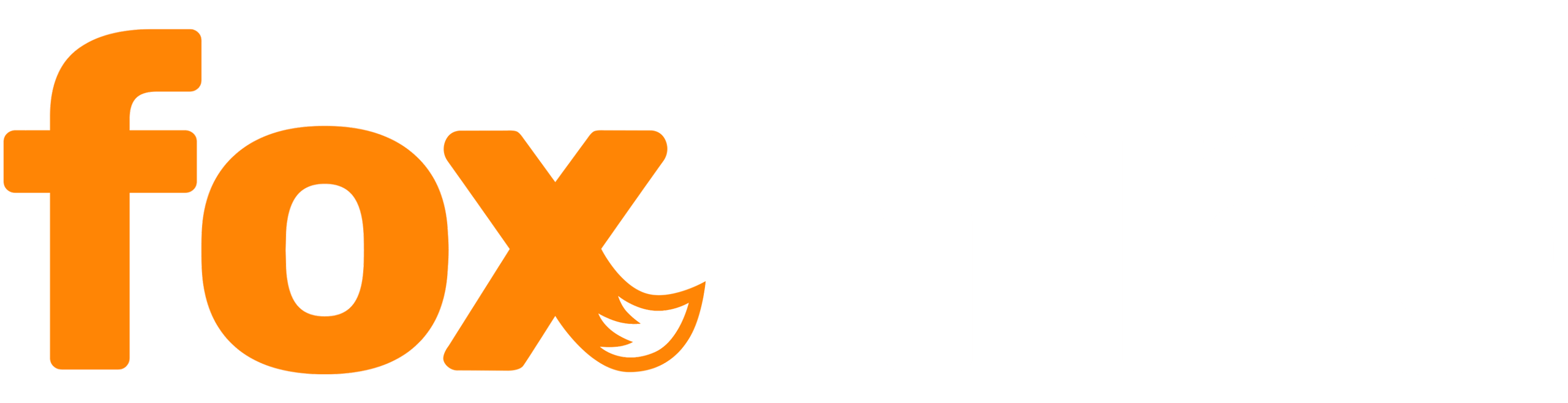 Orange Fox logo with stylized tail replacing the X's tail